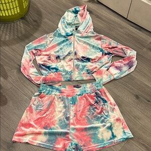 Tie-Dye Hoodie and Shorts Set